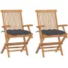 vidaXL Chaises de jardin avec coussins anthracite 3 pcs Bois de teck