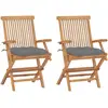 vidaXL Chaises de jardin avec coussins gris 3 pcs Bois de teck massif