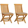 vidaXL Chaises de jardin et coussins beige lot de 2 Bois teck massif