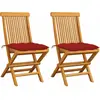 vidaXL Chaises de jardin avec coussins rouge 2 pcs Bois de teck massif