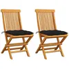 vidaXL Chaises de jardin avec coussins noir 2 pcs Bois de teck massif