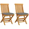 vidaXL Chaises de jardin avec coussins gris 2 pcs Bois de teck massif