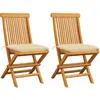 vidaXL Chaises de jardin 2 pcs avec coussins blanc crème Teck massif