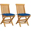 vidaXL Chaises de jardin avec coussins bleu 2 pcs Bois de teck massif
