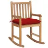 vidaXL Chaise à bascule avec coussin rouge Bois de teck solide