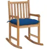 vidaXL Chaise à bascule avec coussin bleu Bois de teck solide