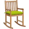vidaXL Chaise à bascule avec coussin vert vif Bois de teck solide
