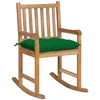 vidaXL Chaise à bascule avec coussin vert Bois de teck solide
