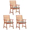 vidaXL Chaises à dîner d'extérieur 3 pcs avec coussins Acacia massif
