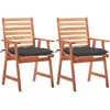 vidaXL Chaises à dîner d'extérieur 3 pcs avec coussins Acacia massif