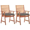 vidaXL Chaises à dîner d'extérieur 3 pcs avec coussins Acacia massif