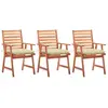 vidaXL Chaises à dîner d'extérieur 3 pcs avec coussins Acacia massif