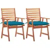 vidaXL Chaises à dîner d'extérieur 2 pcs avec coussins Acacia massif