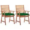 vidaXL Chaises à dîner d'extérieur 2 pcs avec coussins Acacia massif