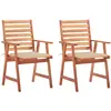 vidaXL Chaises à dîner d'extérieur 3 pcs avec coussins Acacia massif