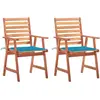 vidaXL Chaises à dîner d'extérieur 3 pcs avec coussins Acacia massif