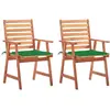 vidaXL Chaises à dîner d'extérieur 3 pcs avec coussins Acacia massif