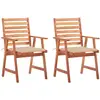 vidaXL Chaises à dîner d'extérieur 2 pcs avec coussins Acacia massif