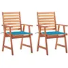vidaXL Chaises à dîner d'extérieur 2 pcs avec coussins Acacia massif