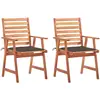 vidaXL Chaises à dîner d'extérieur 2 pcs avec coussins Acacia massif