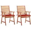 vidaXL Chaises à dîner d'extérieur 2 pcs avec coussins Acacia massif