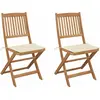 Non communiqué vidaXL Chaises pliables de jardin 2 pcs avec coussins Bois d'acacia