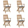 vidaXL Chaises pliables de jardin 4 pcs avec coussins Bois d'acacia