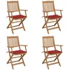vidaXL Chaises pliables de jardin 4 pcs avec coussins Bois d'acacia