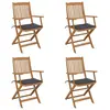 vidaXL Chaises pliables de jardin 4 pcs avec coussins Bois d'acacia