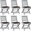 vidaXL Chaises pliables d'extérieur lot de 4 et coussins Bois d'acacia