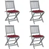 vidaXL Chaises pliables d'extérieur 4 pcs avec coussins Bois d'acacia