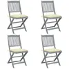 vidaXL Chaises pliables d'extérieur lot de 4 et coussins Bois d'acacia