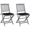 vidaXL Chaises pliables d'extérieur 4 pcs avec coussins Bois d'acacia