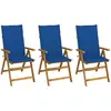 vidaXL Chaises pliables de jardin 3 pcs avec coussins Bois d'acacia