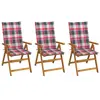 vidaXL Chaises pliables de jardin 3 pcs avec coussins Bois d'acacia