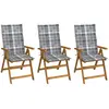 vidaXL Chaises pliables de jardin 3 pcs avec coussins Bois d'acacia