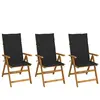 vidaXL Chaises pliables de jardin 3 pcs avec coussins Bois d'acacia