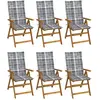 vidaXL Chaises pliables de jardin 6 pcs avec coussins Bois d'acacia
