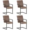 vidaXL Chaises à manger cantilever lot de 4 marron cuir véritable