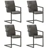 vidaXL Chaises à manger cantilever lot de 4 gris cuir véritable