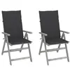 vidaXL Chaises inclinables de jardin 2 pcs avec coussins Bois d'acacia