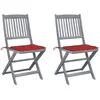 vidaXL Chaises pliables d'extérieur lot de 4 et coussins Bois d'acacia
