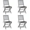 vidaXL Chaises pliables d'extérieur lot de 4 et coussins Bois d'acacia