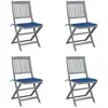 vidaXL Chaises pliables d'extérieur 4 pcs avec coussins Bois d'acacia