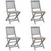 vidaXL Chaises pliables d'extérieur 4 pcs avec coussins Bois d'acacia