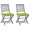 vidaXL Chaises pliables d'extérieur 2 pcs avec coussins Bois d'acacia