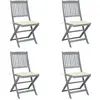 vidaXL Chaises pliables d'extérieur 4 pcs avec coussins Bois d'acacia