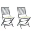 vidaXL Chaises pliables d'extérieur 2 pcs avec coussins Bois d'acacia