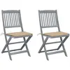 vidaXL Chaises pliables d'extérieur 2 pcs avec coussins Bois d'acacia