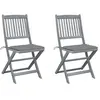 vidaXL Chaises pliables d'extérieur 2 pcs avec coussins Bois d'acacia